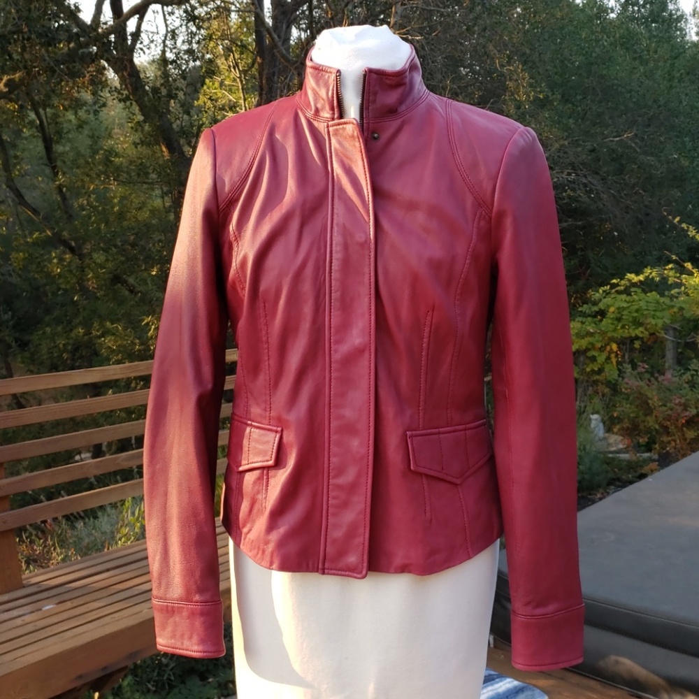 Beautiful Red Leather Jacket - Banana Republic, M